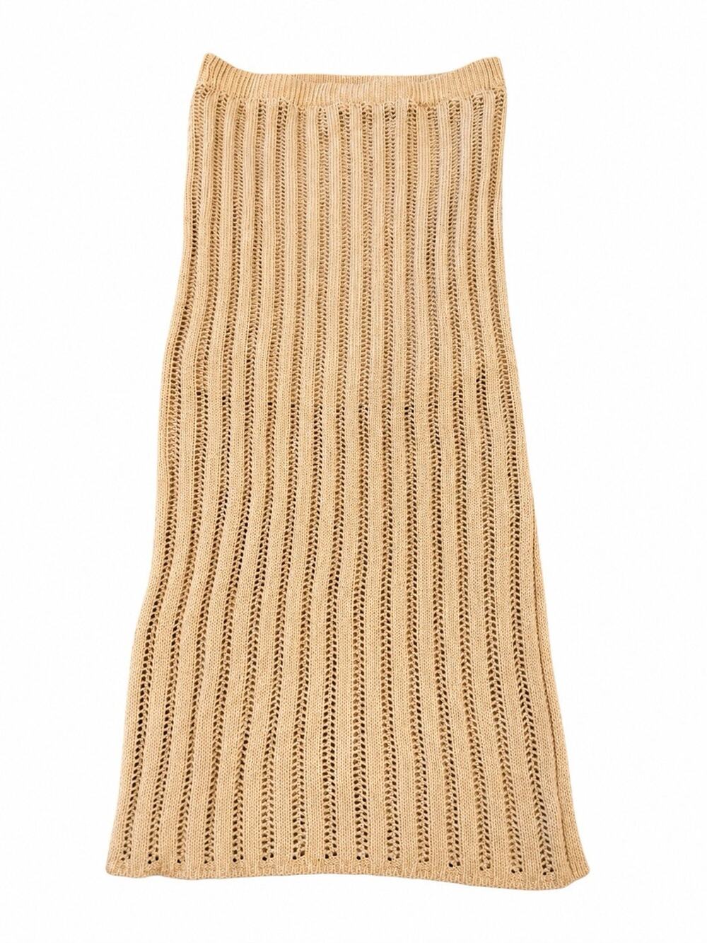 Freshman 1996 Women’s Beige Ribbed Knit Midi Skirt Size Small
